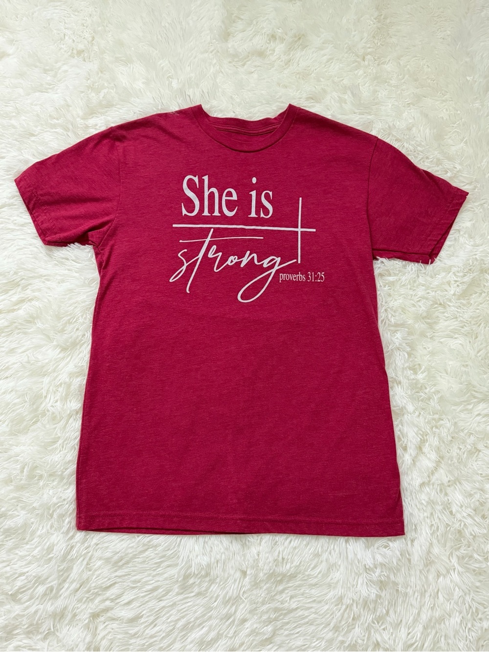 She Is Strong Graphic Tee - Berry Pink